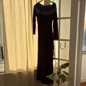 Chic Long Sleeve Burgundy Dress